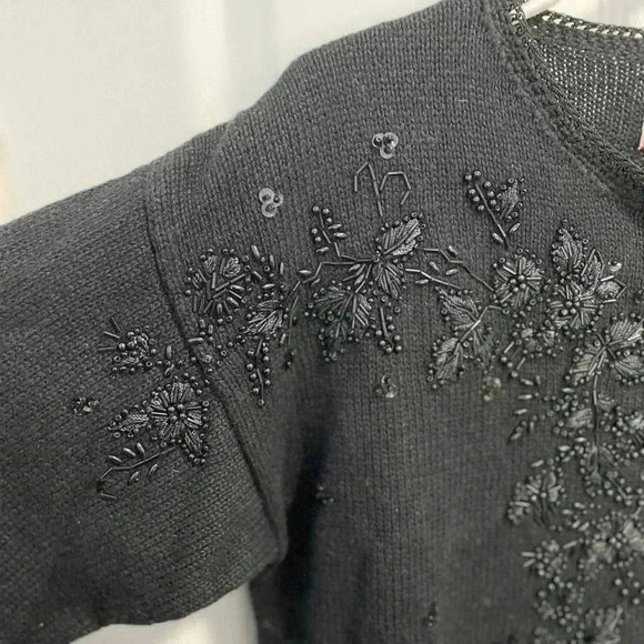 Vintage Tiara Embroidered Cardigan Black Size Small Grannycore - Picture 4 of 7